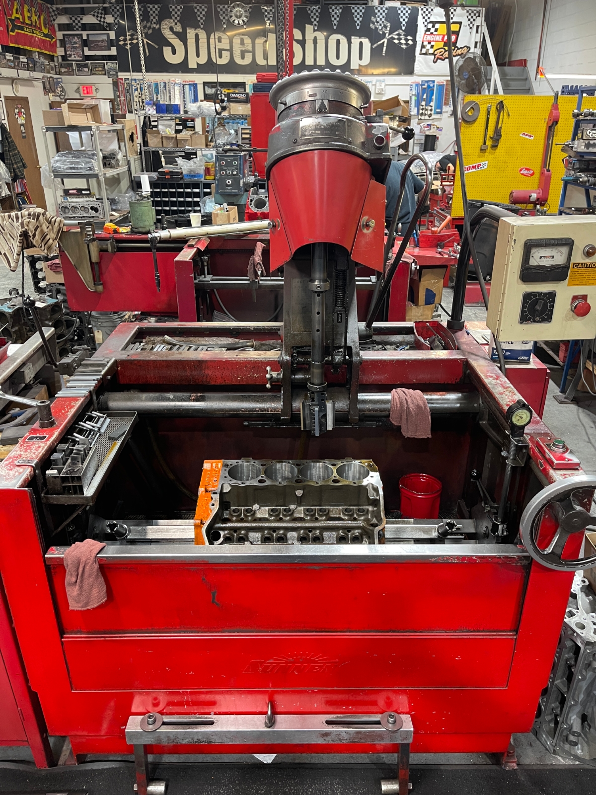 Engine block boring service at Fastime Performance in Taylor, MI